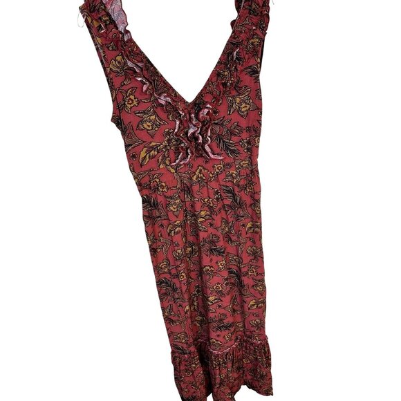 Tennis the Brand Womens Burnt Orange Rust Floral Maxi Sundress Size Large - Picture 1 of 10